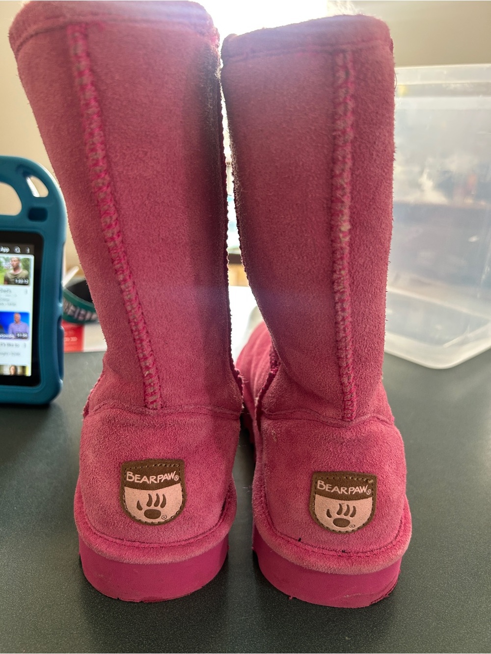 BearPaw Women's Pink Suede Tall Boots